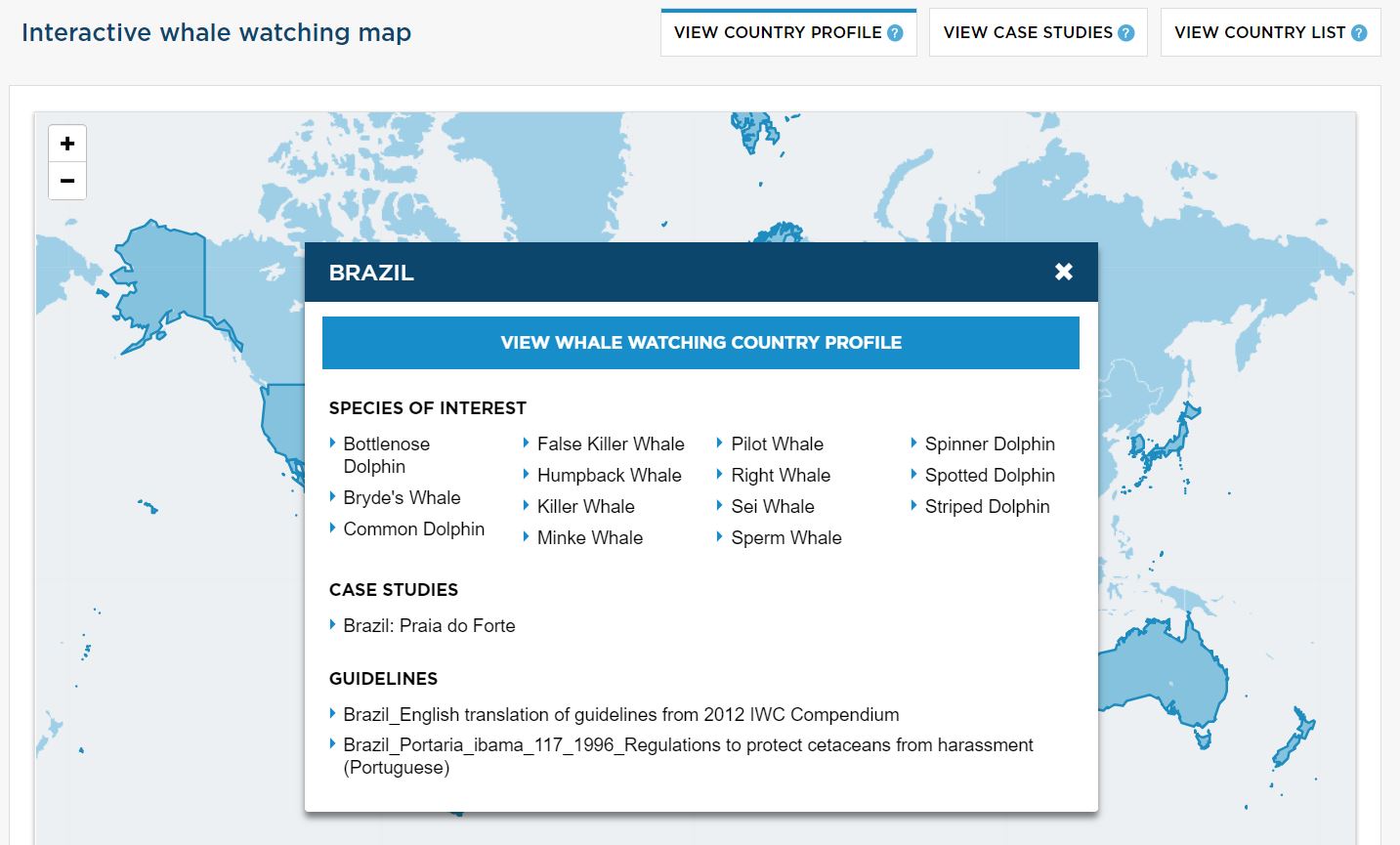 Interactive map Brazil ©  International Whaling Commission